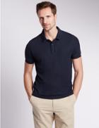 Marks & Spencer Slim Fit Pure Cotton Polo Shirt Navy