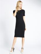 Marks & Spencer Grosgrain Keyhole Short Sleeve Shift Dress Navy