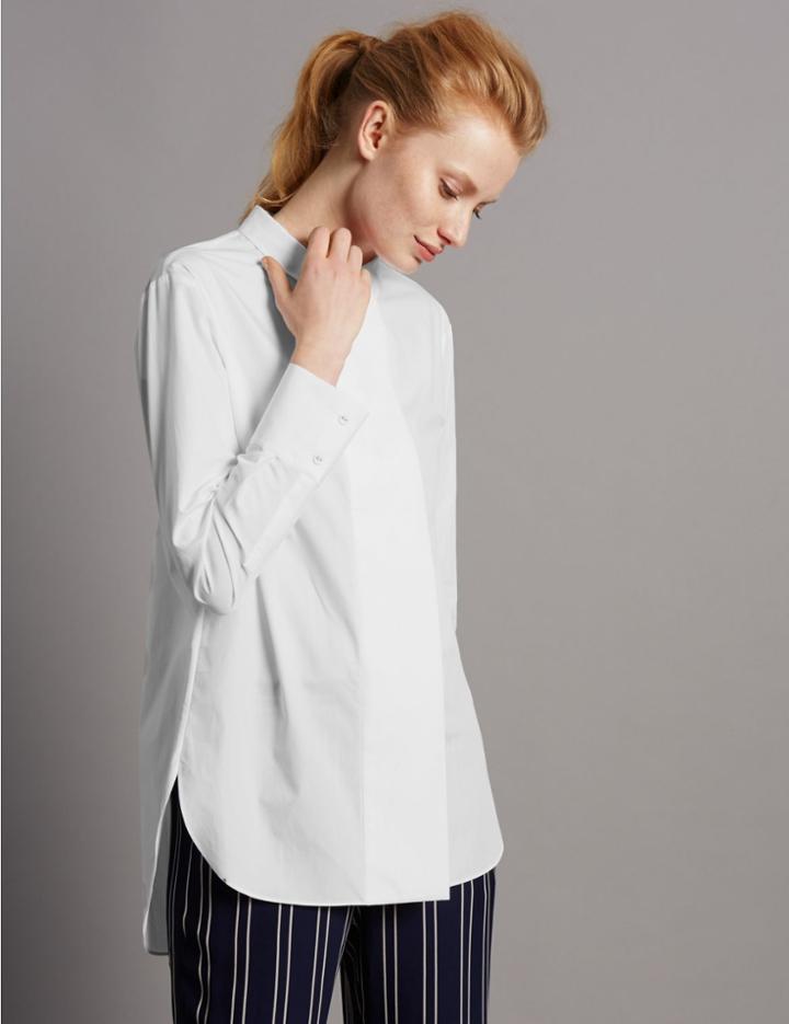 Marks & Spencer Pure Cotton Wide Placket Poplin Shirt White