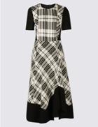 Marks & Spencer Cotton Blend Checked Midi Dress Black Mix