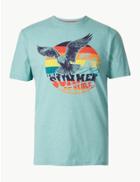 Marks & Spencer Cotton Blend Eagle Print T-shirt Turquoise Mix