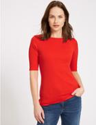 Marks & Spencer Pure Cotton Slash Neck Half Sleeve T-shirt Red