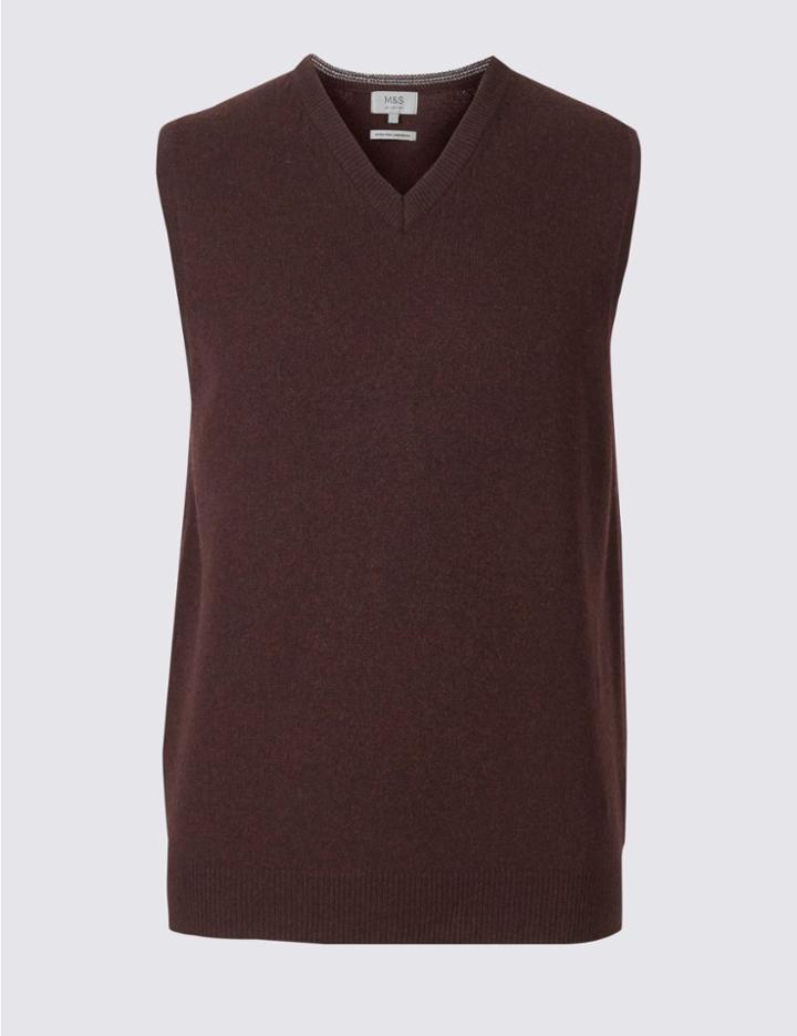 Marks & Spencer Pure Lambswool Slipover Jumper Wine