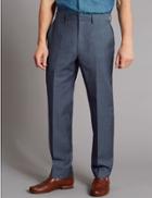Marks & Spencer Blue Tailored Fit Wool Trousers Light Blue