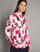 Marks & Spencer Geometric Print Long Sleeve Shirt Pink Mix