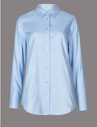 Marks & Spencer Pure Cotton Long Sleeve Shirt Light Blue