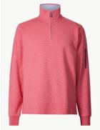 Marks & Spencer Cotton Blend Half Zip Top Pink Mix