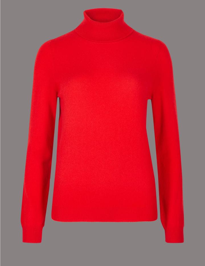 Marks & Spencer Pure Cashmere Roll Neck Jumper Chilli