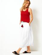 Marks & Spencer Pure Cotton A-line Midi Skirt White