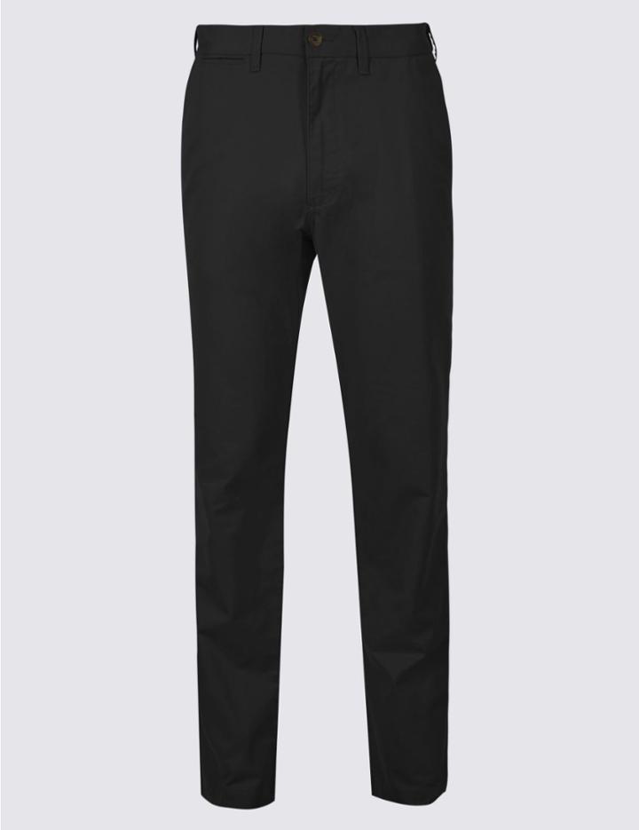 Marks & Spencer Tailored Fit Pure Cotton Chinos Black
