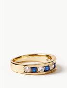 Marks & Spencer Gold Plated Stone Set Ring Blue Mix