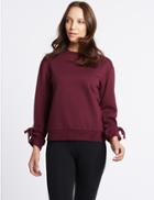 Marks & Spencer Tie Cuff Round Neck Long Sleeve Sweatshirt Berry