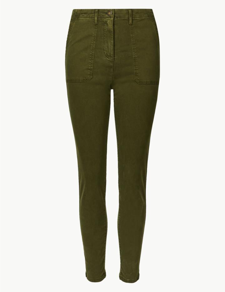 Marks & Spencer High Waist Skinny Leg Trousers Khaki