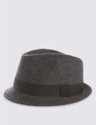 Marks & Spencer Wool Blend Semi Plain Trilby Hat With Stormwear&trade; Grey