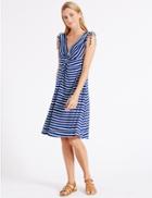 Marks & Spencer Striped Knot Front Vest Dress Blue Mix