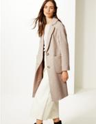 Marks & Spencer Wool Blend Herringbone Coat Neutral