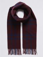 Marks & Spencer Pure Merino Wool Checked Scarf Rum