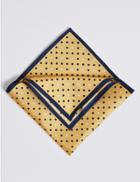 Marks & Spencer Pure Silk Spotted Pocket Square Yellow Mix