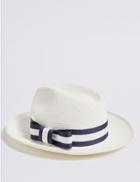 Marks & Spencer Tipped Stripe Band Panama Hat Natural