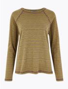 Marks & Spencer Striped Straight Fit Top Green Mix