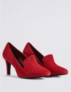 Marks & Spencer Wide Fit Suede Stiletto Court Shoes Red