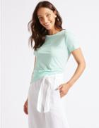 Marks & Spencer Relaxed Crew Neck T-shirt Pale Jade