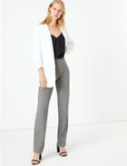 Marks & Spencer Jersey Herringbone Straight Fit Trousers Black Mix