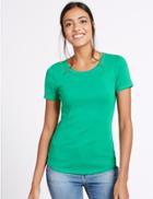 Marks & Spencer Pure Cotton Round Neck Short Sleeve T-shirt Green