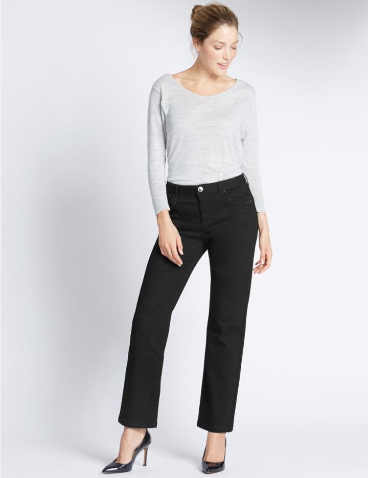 Marks & Spencer Sculpt & Lift Bling Straight Leg Jeans Black