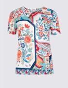 Marks & Spencer Printed Round Neck Short Sleeve T-shirt Blue Mix