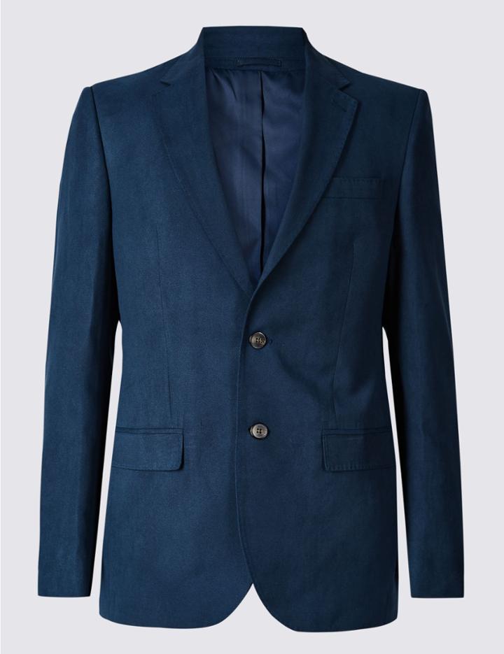 Marks & Spencer Regular Fit Textured Jacket Navy