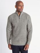 Marks & Spencer Textured Half Zipped Jumper Light Grey