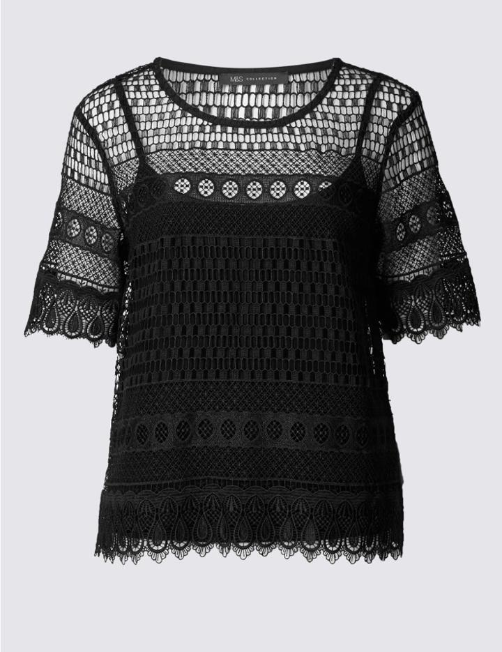 Marks & Spencer Half Sleeve Jersey Top Black