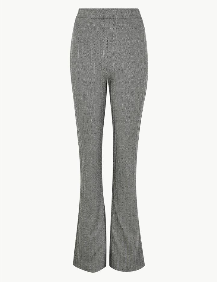 Marks & Spencer Herringbone Slim Boot Cut Trousers Black Mix
