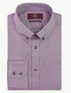 Marks & Spencer Cotton Tailored Fit Easy To Iron Oxford Shirt Plum Mix