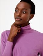 Marks & Spencer Cotton Rich Fitted Top Violet