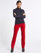 Marks & Spencer Cotton Rich Straight Leg Corduroy Trousers Bright Red