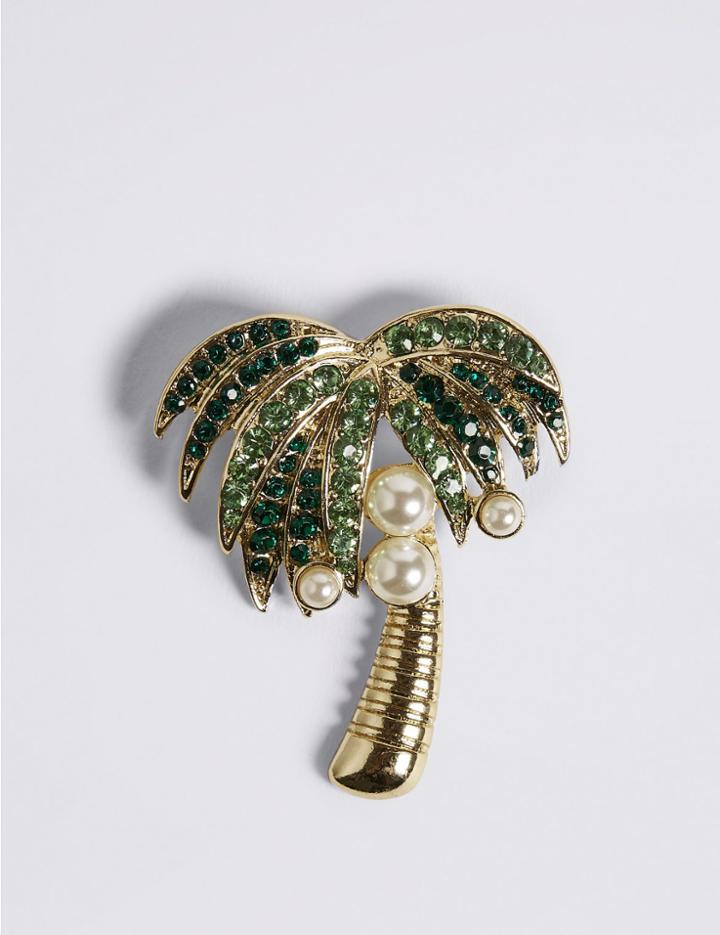 Marks & Spencer Palm Tree Brooch Gold Mix