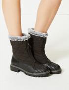 Marks & Spencer Block Heel Quilted Duck Boots Black Mix