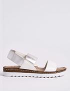 Marks & Spencer Leather Elastic Sandals White Mix