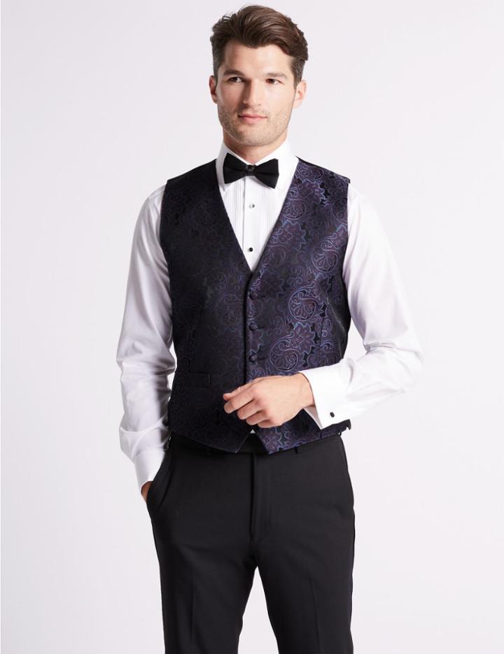 Marks & Spencer Brocade Waistcoat Purple Mix