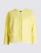 Marks & Spencer Cotton Rich Textured Jersey Blazer Yellow