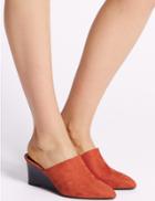 Marks & Spencer Wedge Heel Mule Shoes Terracotta