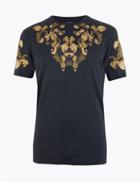 Marks & Spencer Cotton Baroque Print T-shirt Navy Mix