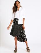 Marks & Spencer Spotted Wrap Midi Skirt Black Mix