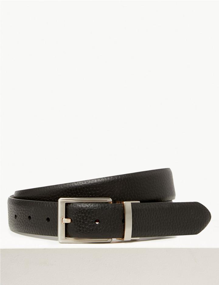 Marks & Spencer Reversible Textured Leather Belt Black/brown