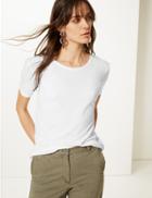Marks & Spencer Round Neck Short Sleeve Relaxed Fit T-shirt White