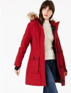 Marks & Spencer Goose Down & Feather Padded Parka Dark Red