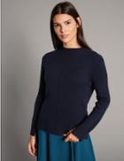 Marks & Spencer Pure Cashmere Split Cuff Turtle Neck Jumper Navy