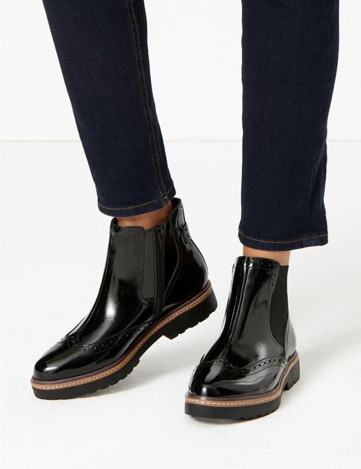 Marks & Spencer Leather Brogue Chelsea Boots